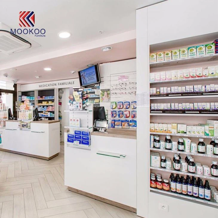 Modern Style Pharmacy Shop Display Cabinet