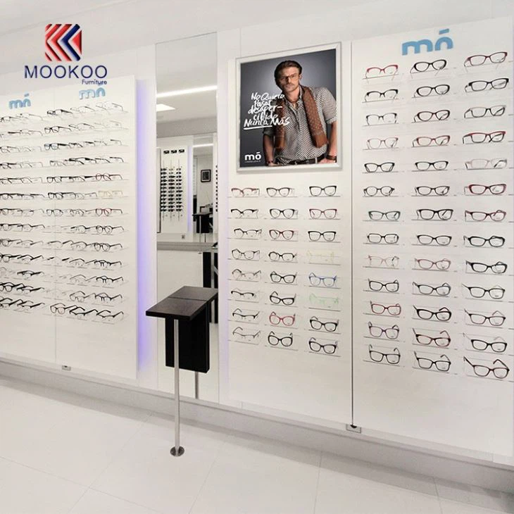 White Mdf Coated Paint Eyewear Glass Sunglasses Cabinet Display Design Furniture