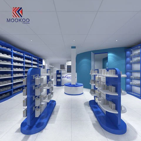 Individualizuotos „Farmacia“ parduotuvės interjero baldų vaistų vitrina