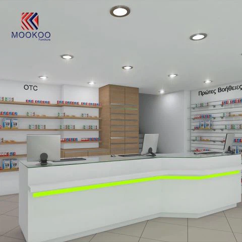 Geros kokybės individualizuotos vaistinės interjero ekranas